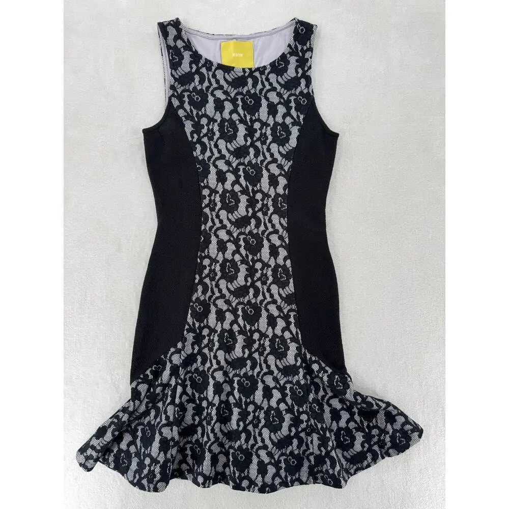 Maeve Anthropologie Black White Lace Dress Stretch Sleeveless Dark Coquette S